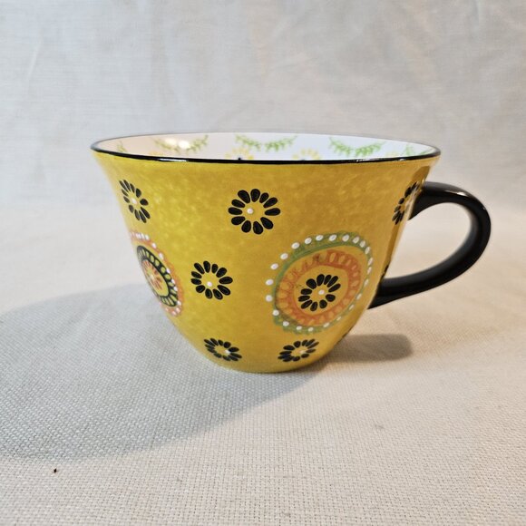 Signature Large Boho Stoneware Latte Coffee Mug Cup x 2 - Picture 2 of 11